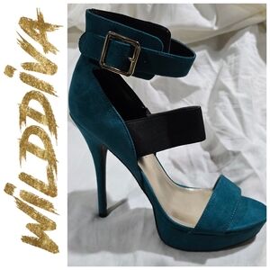 Wild Diva Sonny Teal High Heel Sandals
